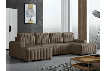 Esher Bäddsoffa Dubbeldivan 4-sits i Plysch - Brun - Möbler - Soffa - Bäddsoffa