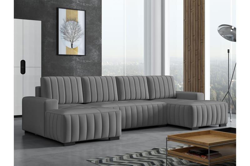 Esher Bäddsoffa Dubbeldivan 4-sits i Plysch - Mörkgrå - Möbler - Soffa - Bäddsoffa