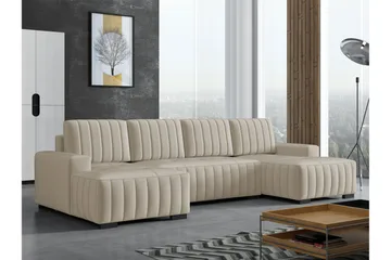 Esher Bäddsoffa Dubbeldivan 4-sits i Plysch - Beige - Möbler - Soffa - Bäddsoffa