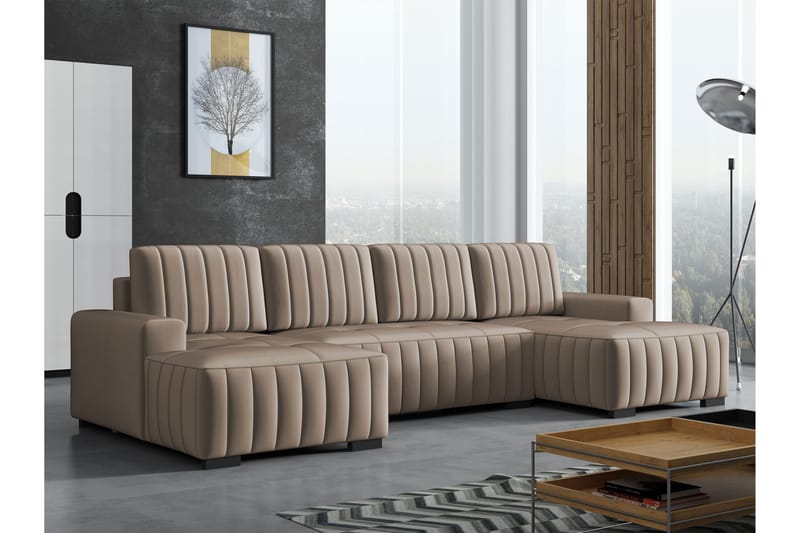 Esher Bäddsoffa Dubbeldivan 4-sits i Plysch - Beige - Möbler - Soffa - Bäddsoffa