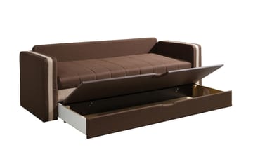 Euforia 3-sits Längsbäddad Bäddsoffa 140x188 cm med Förvaring i Tyg - Brun - Möbler - Soffa - Bäddsoffa