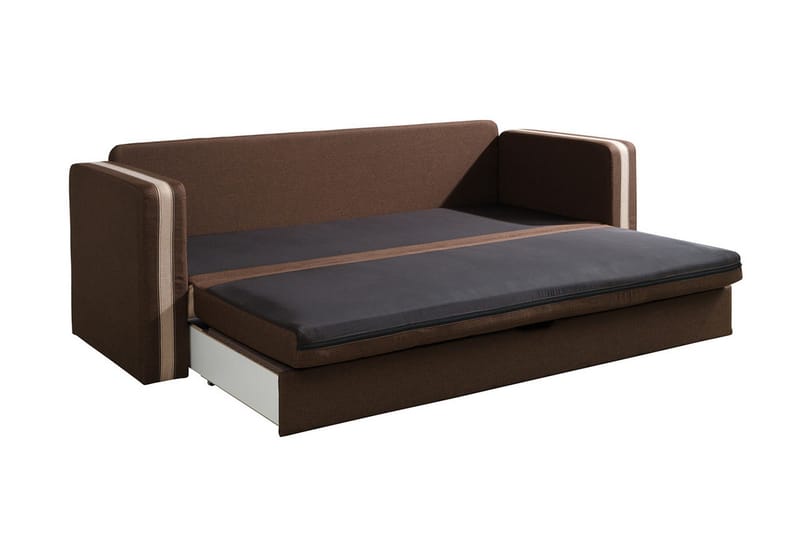 Euforia 3-sits Längsbäddad Bäddsoffa 140x188 cm med Förvaring i Tyg - Brun - Möbler - Soffa - Bäddsoffa