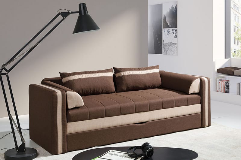 Euforia Soffa 222x75x77 cm - Brun - Bäddsoffa - Bäddsoffa 3 sits