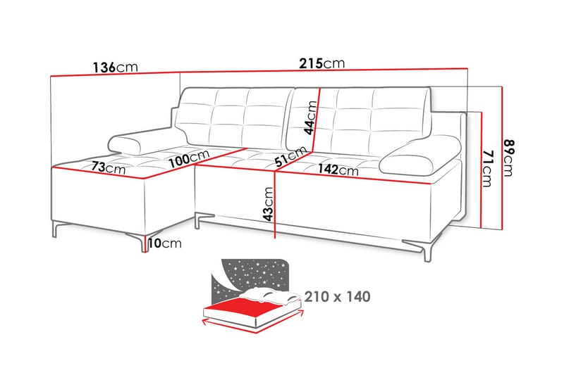 FABIO 4-sits Bäddsoffa Vänster - Beige - Möbler - Soffa - Bäddsoffa