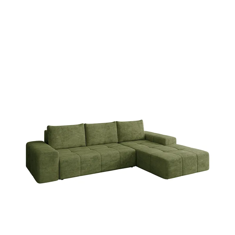 Falor 3-sits Bäddsoffa med Divan Höger och Förvaring, Grön