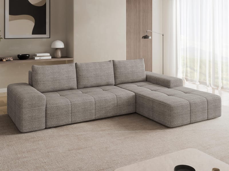 Falor 3-sits Bäddsoffa med Divan Höger och Förvaring - Mörkbeige - Möbler - Soffa - Bäddsoffa