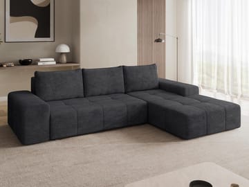 Falor 3-sits Bäddsoffa med Divan Höger och Förvaring - Svart - Möbler - Soffa - Bäddsoffa
