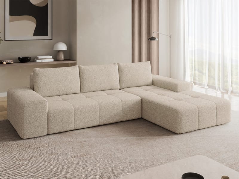 Falor 3-sits Bäddsoffa med divan Högervänd - Beige - Möbler - Soffa - Bäddsoffa