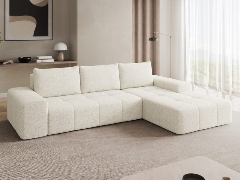 Falor 3-sits Bäddsoffa med divan Högervänd - Benvit - Möbler - Soffa - Bäddsoffa