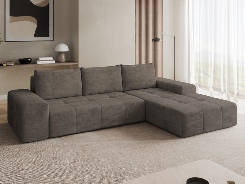 Falor 3-sits Bäddsoffa med divan Högervänd - brun - Möbler - Soffa - Bäddsoffa
