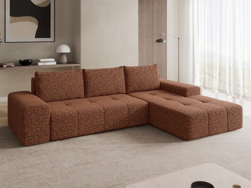 Falor 3-sits Bäddsoffa med divan Högervänd - brun - Möbler - Soffa - Bäddsoffa