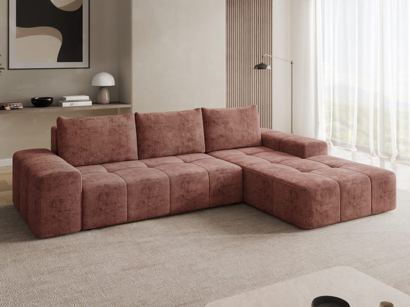 Falor 3-sits Bäddsoffa med divan Högervänd - rosa - Möbler - Soffa - Bäddsoffa