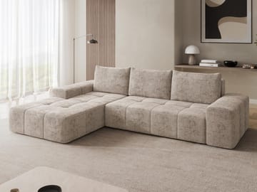 Falor 3-sits Bäddsoffa med Divan Vänster och Förvaring - Beige - Möbler - Soffa - Bäddsoffa