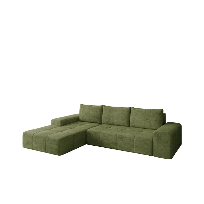 Falor 3-sits Bäddsoffa med Divan Vänster och Förvaring, Grön