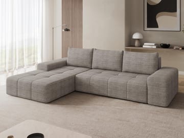 Falor 3-sits Bäddsoffa med Divan Vänster och Förvaring - Mörkbeige - Möbler - Soffa - Bäddsoffa