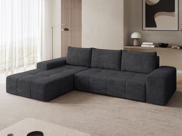 Falor 3-sits Bäddsoffa med Divan Vänster och Förvaring - Svart - Möbler - Soffa - Bäddsoffa