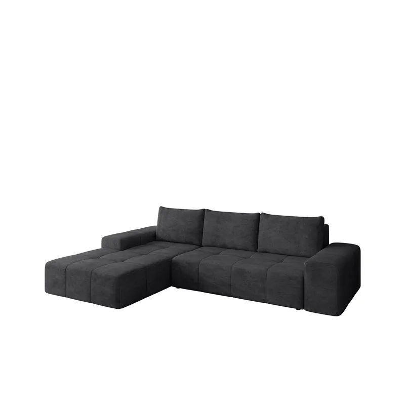 Falor 3-sits Bäddsoffa med Divan Vänster och Förvaring, Svart
