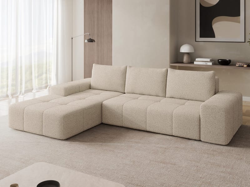 Falor 3-sits Bäddsoffa med divan Vänstervänd - Beige - Möbler - Soffa - Bäddsoffa
