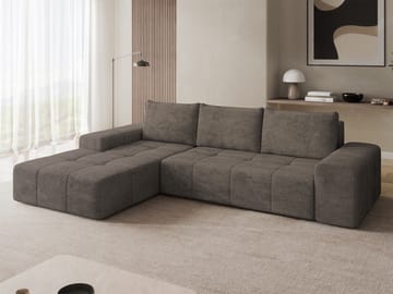 Falor 3-sits Bäddsoffa med divan Vänstervänd - brun - Möbler - Soffa - Bäddsoffa