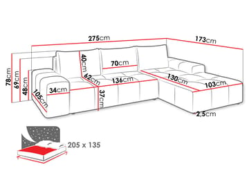 Falor 3-sits Bäddsoffa med divan Vänstervänd - brun - Möbler - Soffa - Bäddsoffa