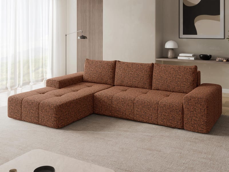 Falor 3-sits Bäddsoffa med divan Vänstervänd - brun - Möbler - Soffa - Bäddsoffa