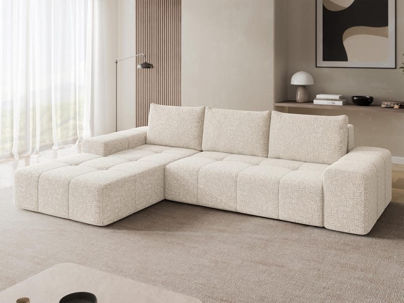 Falor 3-sits Bäddsoffa med divan Vänstervänd - Ljusbeige - Möbler - Soffa - Bäddsoffa