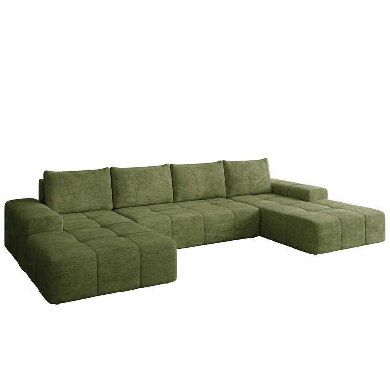 Falor 5-sits U-formad Bäddsoffa med Förvaring, Grön