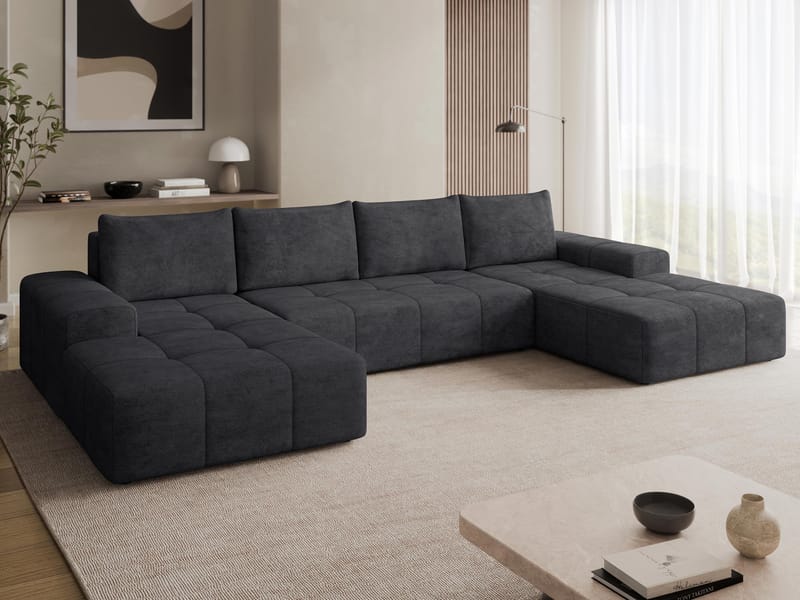 Falor 5-sits U-formad Bäddsoffa med Förvaring - Svart - Möbler - Soffa - Bäddsoffa