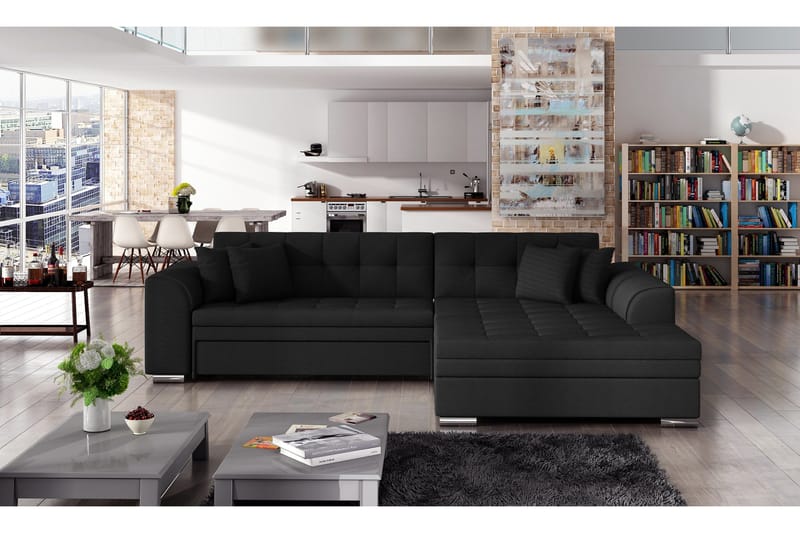 Falseti Bäddsoffa med Divan - Svart - Möbler - Soffa - Bäddsoffa