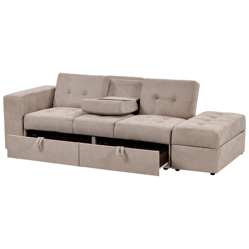 Falster 3-sits Bäddsoffa 90x150 cm med Förvaring i Tyg - Taupe - Möbler - Soffa - Bäddsoffa