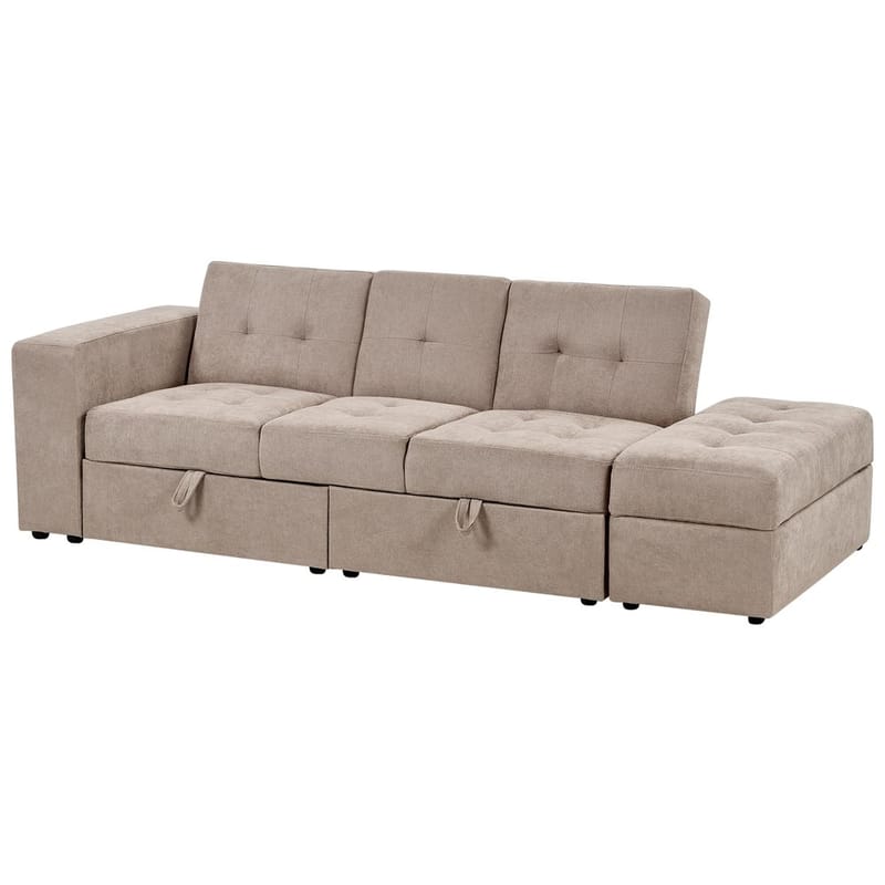 Falster 3-sits Bäddsoffa 90x150 cm med Förvaring i Tyg - Taupe - Möbler - Soffa - Bäddsoffa