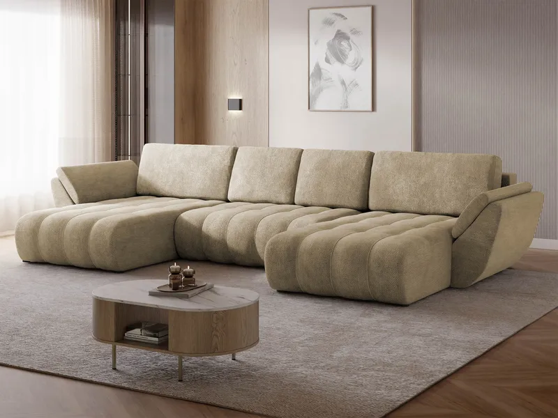 Faro 4-sits U-Bäddsoffa med förvaring - Beige - Möbler - Soffa - Bäddsoffa
