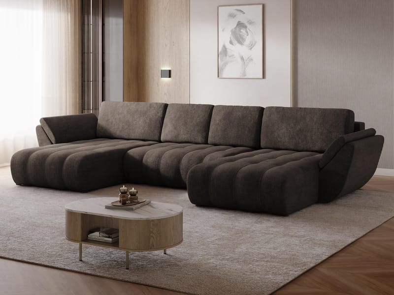 Faro 4-sits U-Bäddsoffa med förvaring - Brun - Möbler - Soffa - Bäddsoffa