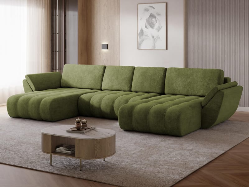 Faro 4-sits U-Bäddsoffa med förvaring - Grön - Möbler - Soffa - Bäddsoffa
