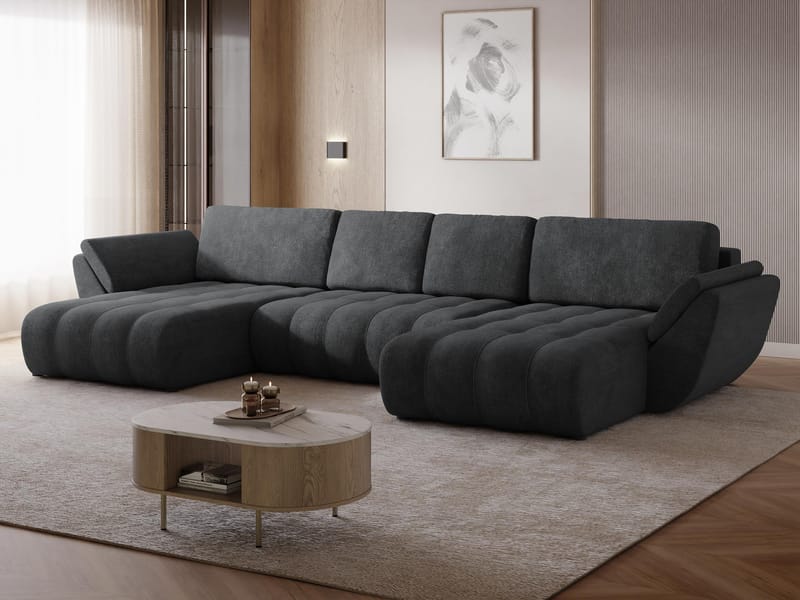 Faro 4-sits U-Bäddsoffa med förvaring - Svart - Möbler - Soffa - Bäddsoffa