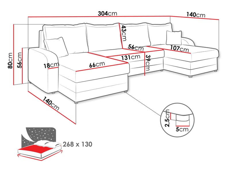 Faro 4-sits U-Bäddsoffa med förvaring - Möbler - Soffa - Bäddsoffa
