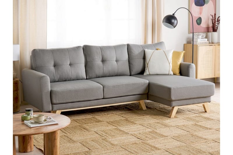Faustin Hörnbäddsoffa 3-sits - Grå/Ljust trä - Möbler - Soffa - Bäddsoffa