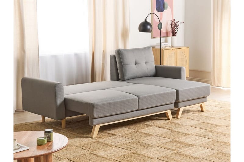Faustin Hörnbäddsoffa 3-sits - Grå/Ljust trä - Möbler - Soffa - Bäddsoffa