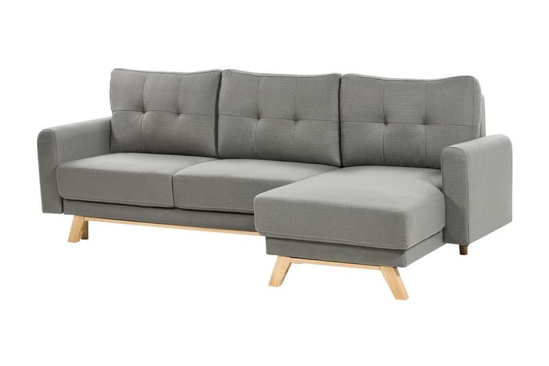 Faustin Hörnbäddsoffa 3-sits - Grå/Ljust trä - Möbler - Soffa - Bäddsoffa