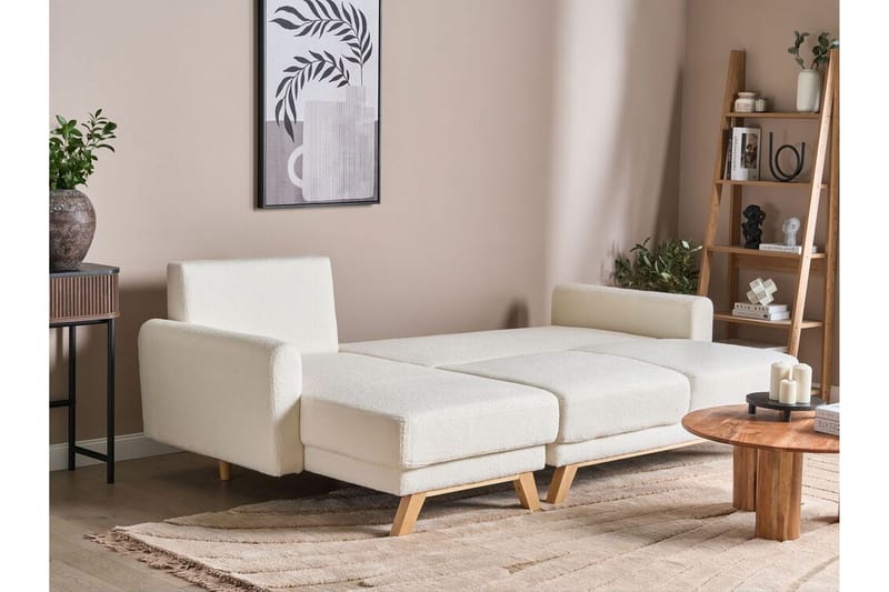 Faustin Hörnbäddsoffa 3-sits - Vit/Ljust trä - Möbler - Soffa - Bäddsoffa