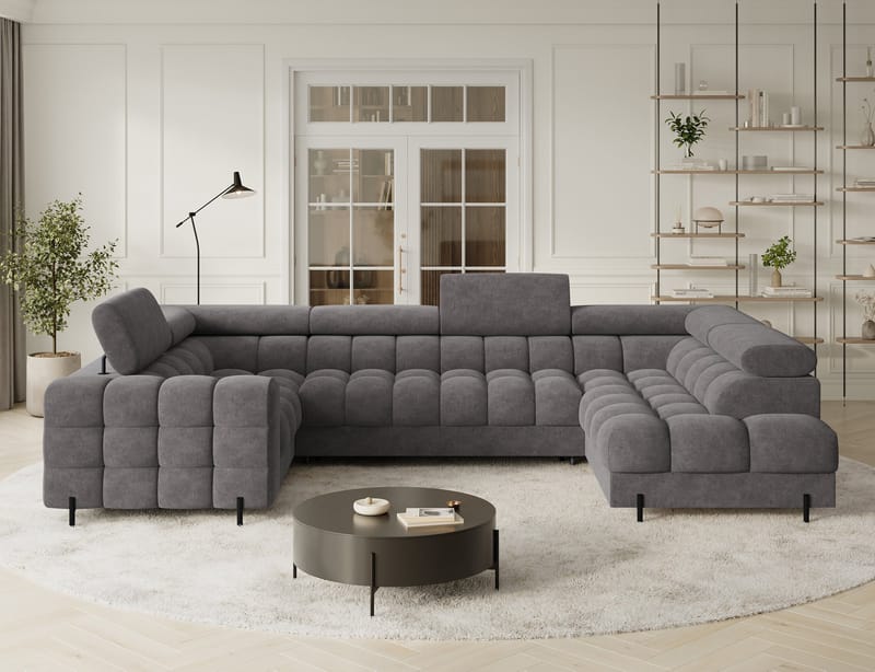 Fectory 6-sits Bubblig Hörnbäddsoffa med Schäslong och förvaring Höger - Aura 04 - Möbler - Soffa - Bäddsoffa