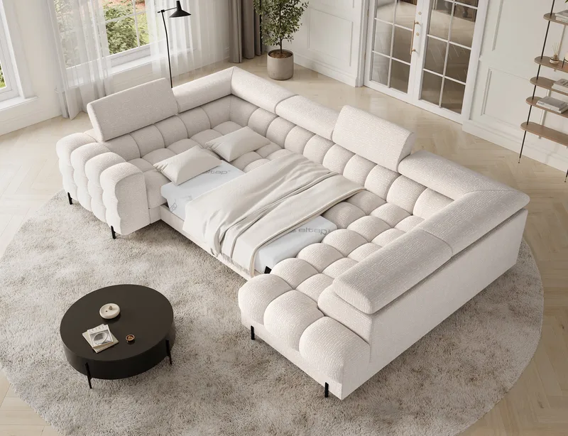 Fectory 6-sits Bubblig Hörnbäddsoffa med Schäslong och förvaring Höger - Baffix 20 - Möbler - Soffa - Bäddsoffa