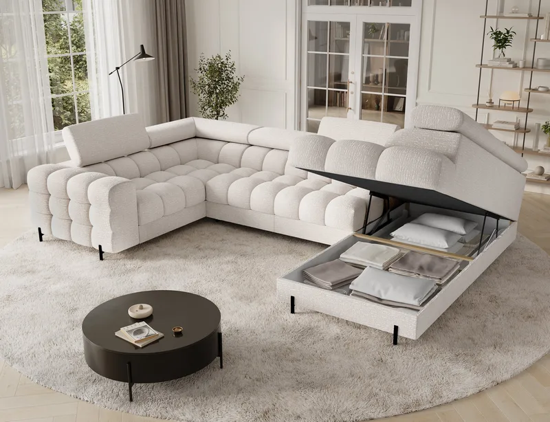 Fectory 6-sits Bubblig Hörnbäddsoffa med Schäslong och förvaring Höger - Baffix 20 - Möbler - Soffa - Bäddsoffa