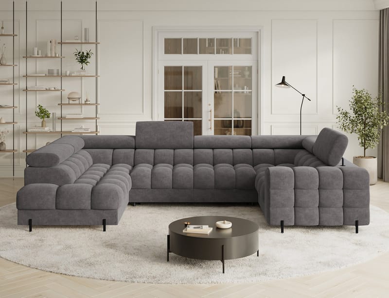 Fectory 6-sits Bubblig Hörnbäddsoffa med Schäslong och förvaring Vänster - Aura 04 - Möbler - Soffa - Bäddsoffa