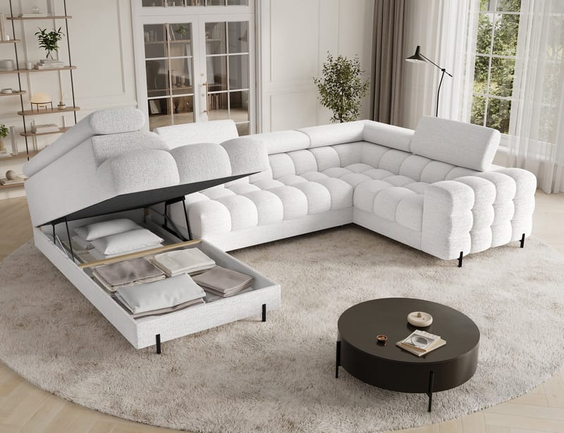 Fectory 6-sits Bubblig Hörnbäddsoffa med Schäslong och förvaring Vänster - Royal 01 - Möbler - Soffa - Bäddsoffa