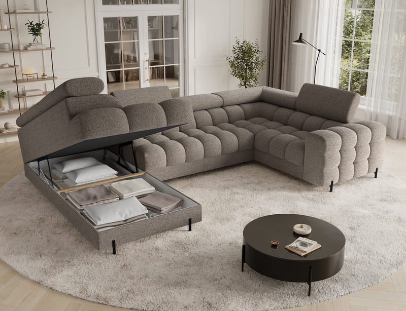 Fectory 6-sits Bubblig Hörnbäddsoffa med Schäslong och förvaring Vänster - Royal 20 - Möbler - Soffa - Bäddsoffa