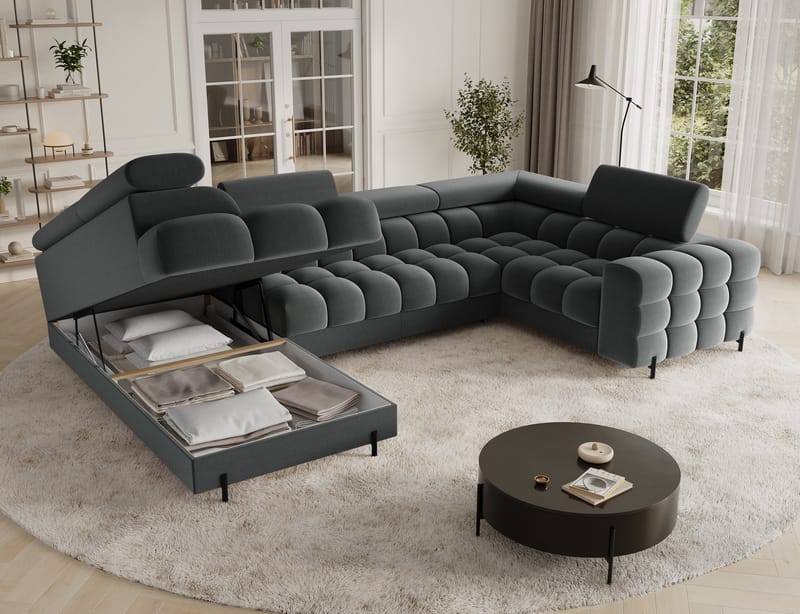 Fectory 6-sits Bubblig Hörnbäddsoffa med Schäslong och förvaring Vänster - Sola 06 - Möbler - Soffa - Bäddsoffa