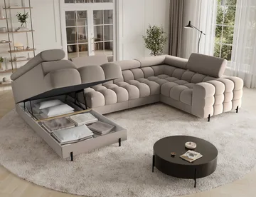Fectory 6-sits Bubblig Hörnbäddsoffa med Schäslong och förvaring Vänster - Sola 18 - Möbler - Soffa - Bäddsoffa