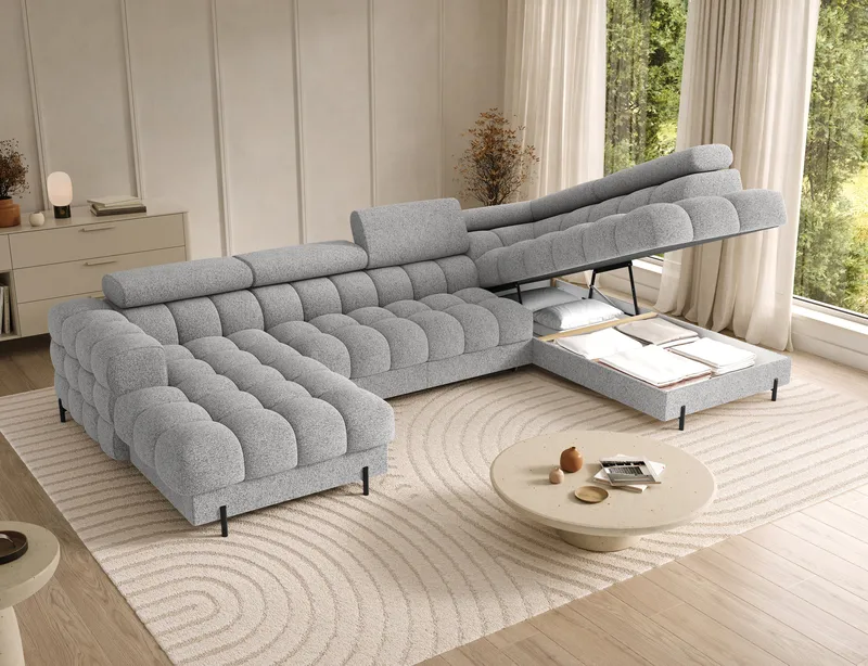 Feraria 6-sits Bubblig Bäddsoffa med Divan och Schäslong förvaring Höger - Pellerito 03 - Möbler - Soffa - Bäddsoffa