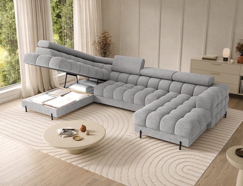 Feraria 6-sits Bubblig Bäddsoffa med Divan och Schäslong förvaring Vänster - Pellerito 03 - Möbler - Soffa - Bäddsoffa